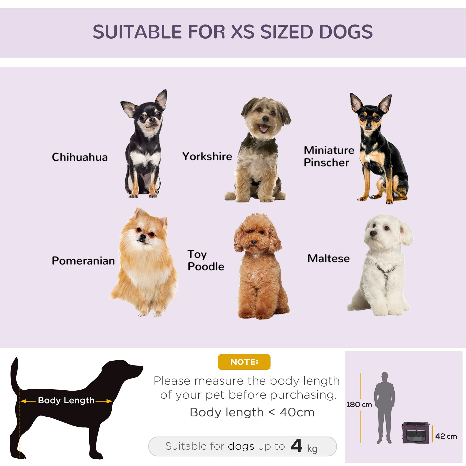 Portable Pet Carrier, Foldable Travel Bag for Small Dogs and Cats, Lightweight and Breathable, Purple