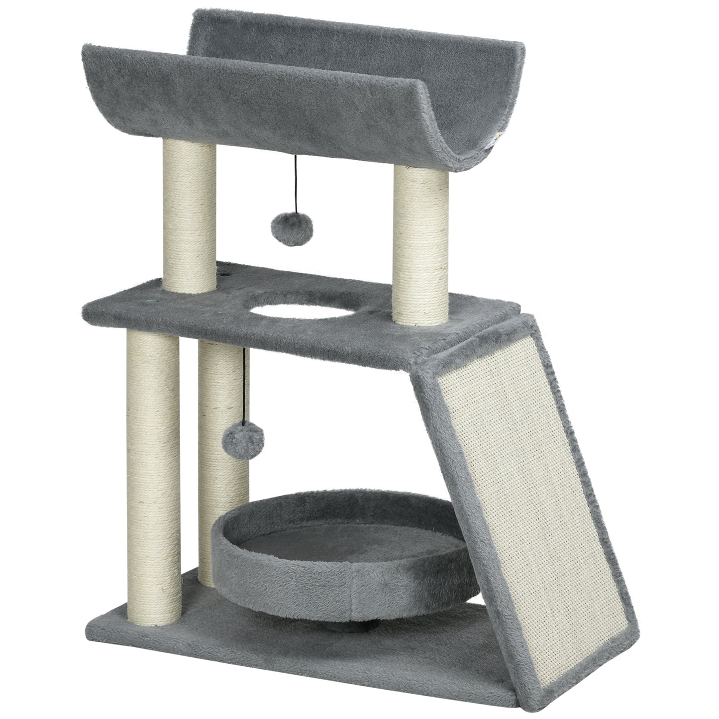 Cat Tree Tower Scratching Posts Cosy Bed Perch Interactive Aosom UK Default Title