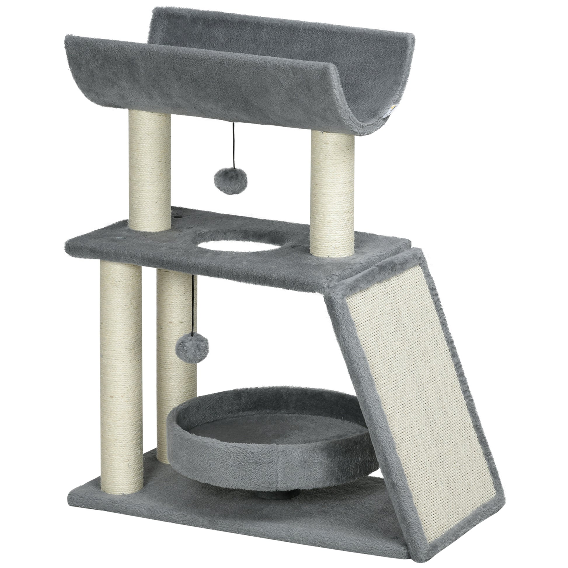 Cat Tree Tower Scratching Posts Cosy Bed Perch Interactive Aosom UK Default Title