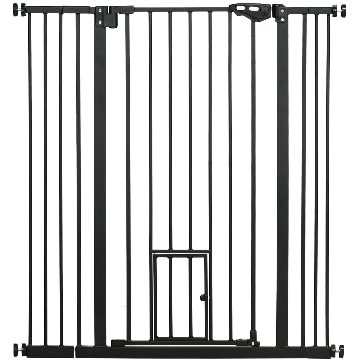 PawHut Extra Tall Pet Gate, Indoor Dog Safety Gate, with Cat Flap, Auto Close, 74-101cm Wide - Black PawHut Default Title