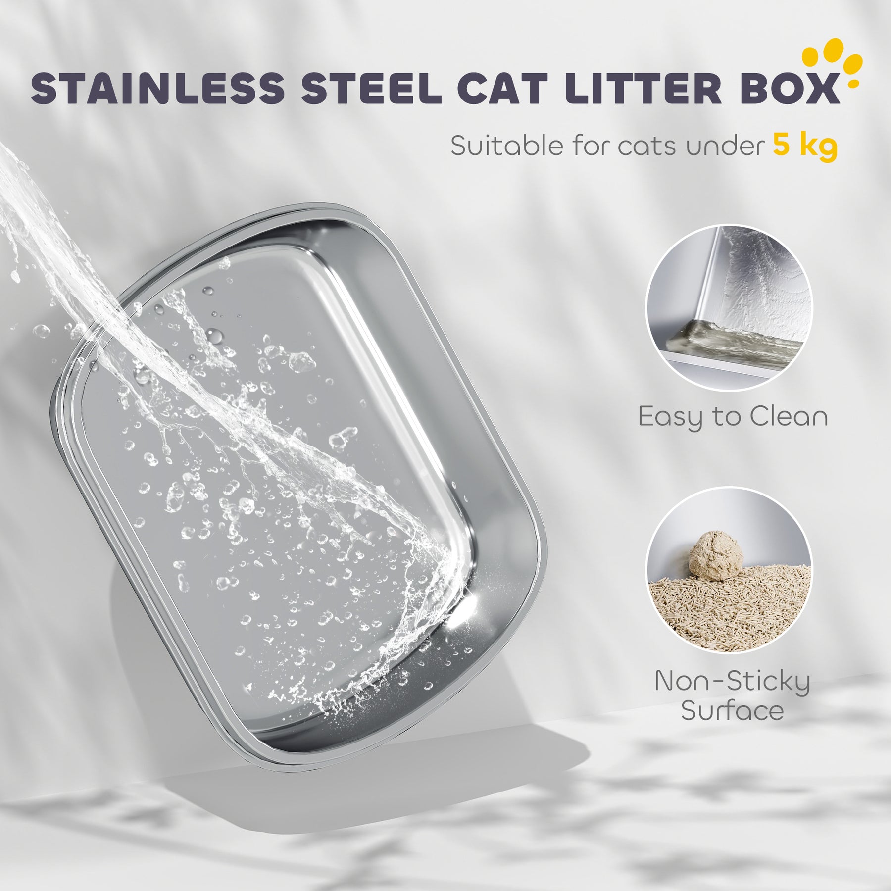 Large Stainless Steel Litter Box, Enclosed Metal Cat Litter Tray with Scoop & Deodoriser Bag, Front-Entry & Top-Exit