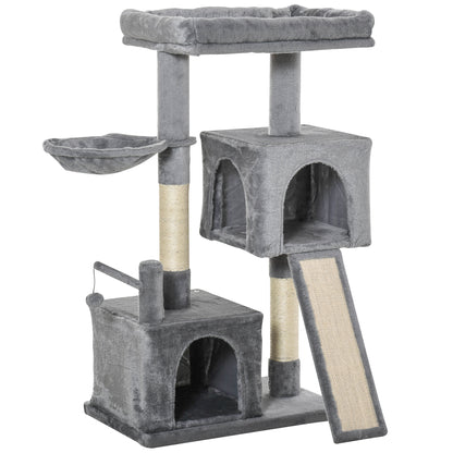 PawHut Multi-Level Cat Tree with Scratching Posts, Two Condos & Hammock – 111cm Cat Tower Multi-Level Cat Tree PawHut Default Title