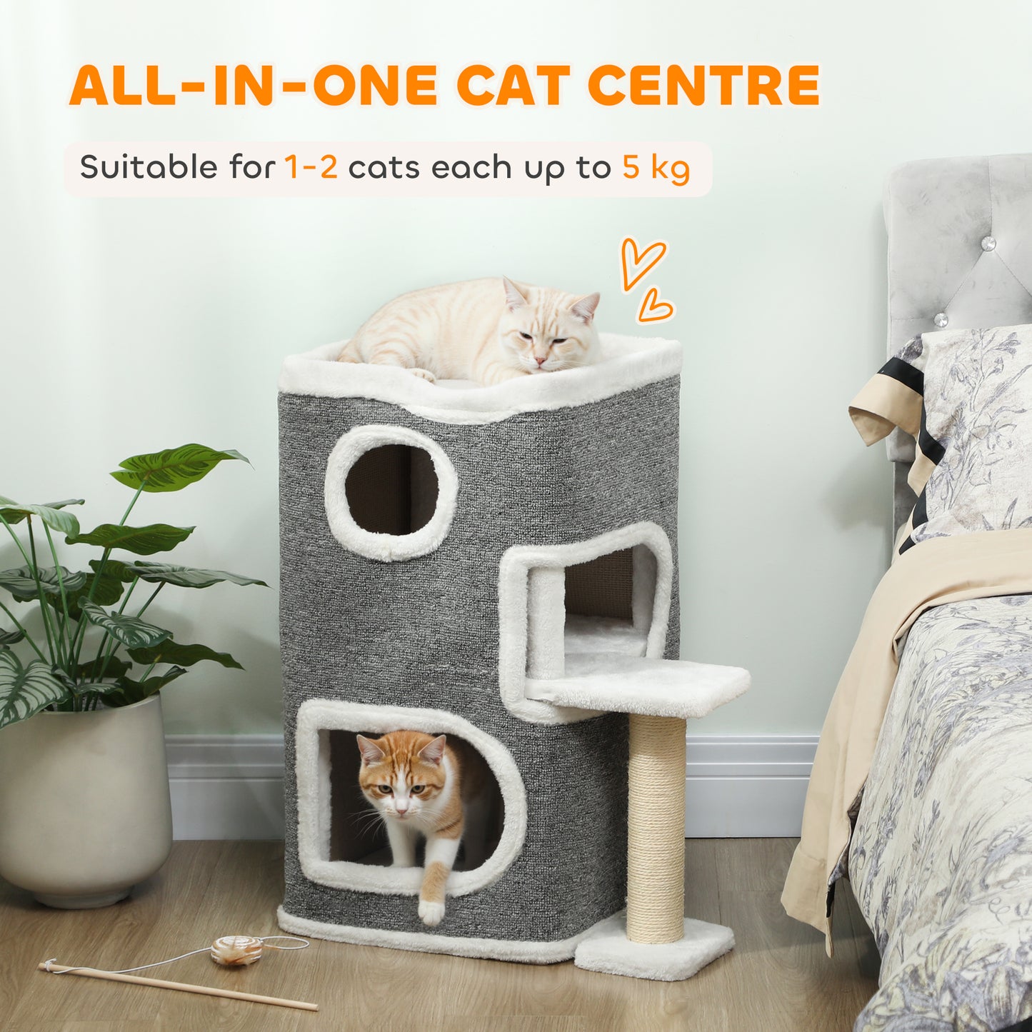 75 Cm Cat Tree Tower Condo For Indoor Cats With Scratching Aosom UK
