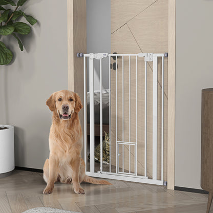 PawHut Extra Tall Pet Gate – Indoor Dog Safety Gate with Cat Flap Extra Tall Pet Gate PawHut