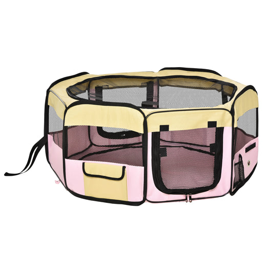 PawHut 600D Oxford Soft Fabric Kennel, Pet Whelping Box Lightweight Dog Cat Puppy Playpen Rabbit Guinea Pig Foldable Portable Play Pen in Pink With Carry Bag Small Dia 90 x 41Hcm PawHut Default Title