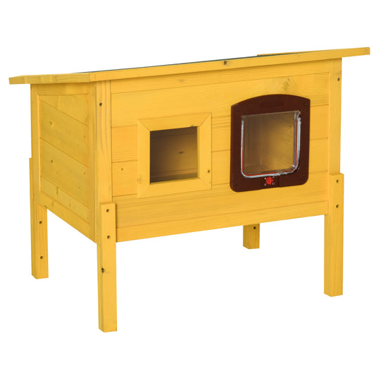 Garden Wooden Cat House Hide Cage Outdoor Pet Play Home Aosom UK Default Title