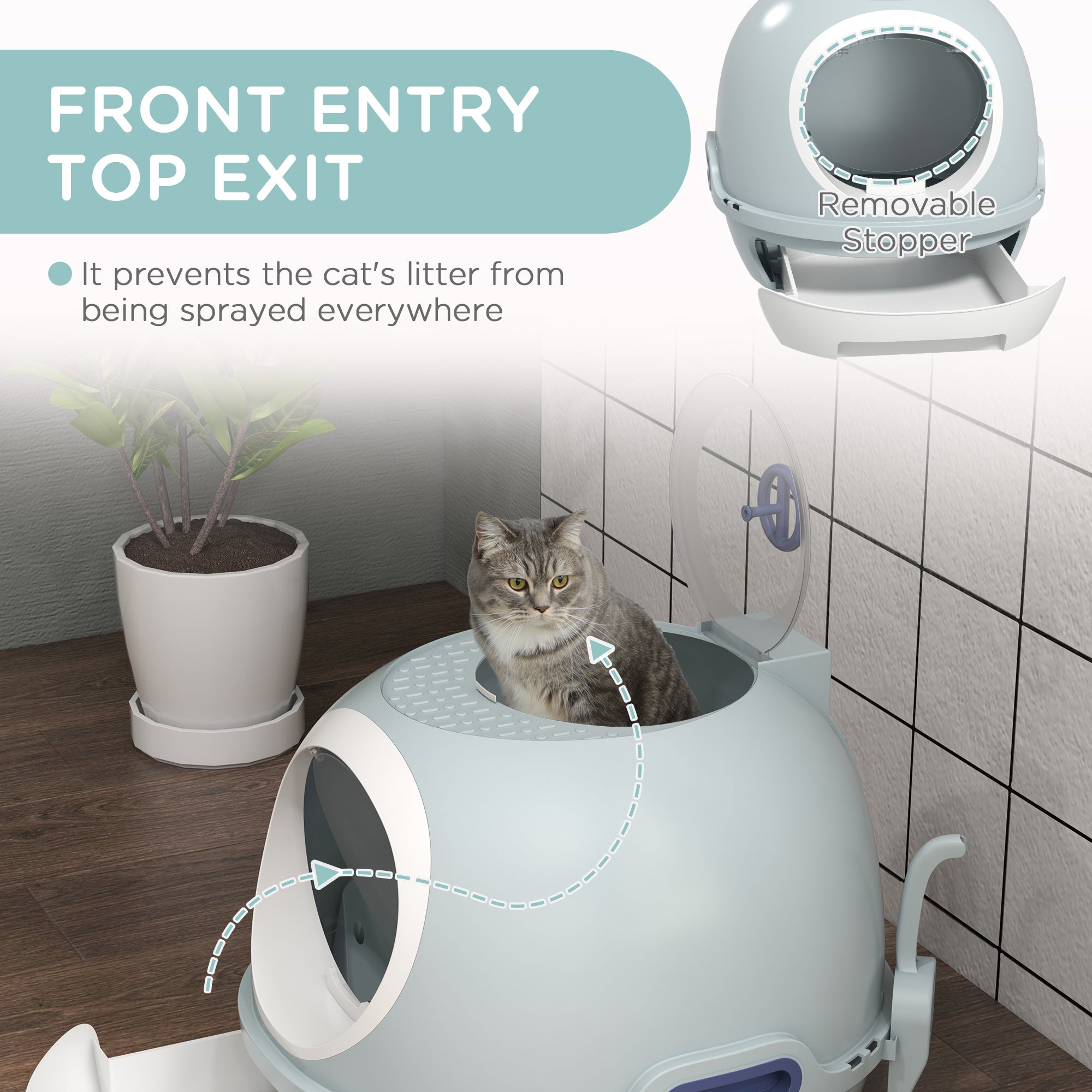 Cat Litter Box With Litter Scoop, Drawer-Type Easy To Clean, Skylight, Light And Easy To Move