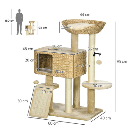 Cat Tree Tower For Indoor Cats With Scratching Post House Aosom UK