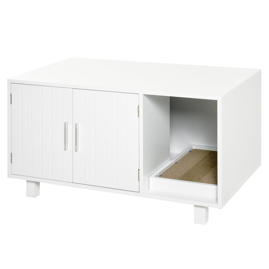 Wooden Cat Litter Box Enclosure House With Nightstand End Aosom UK Default Title
