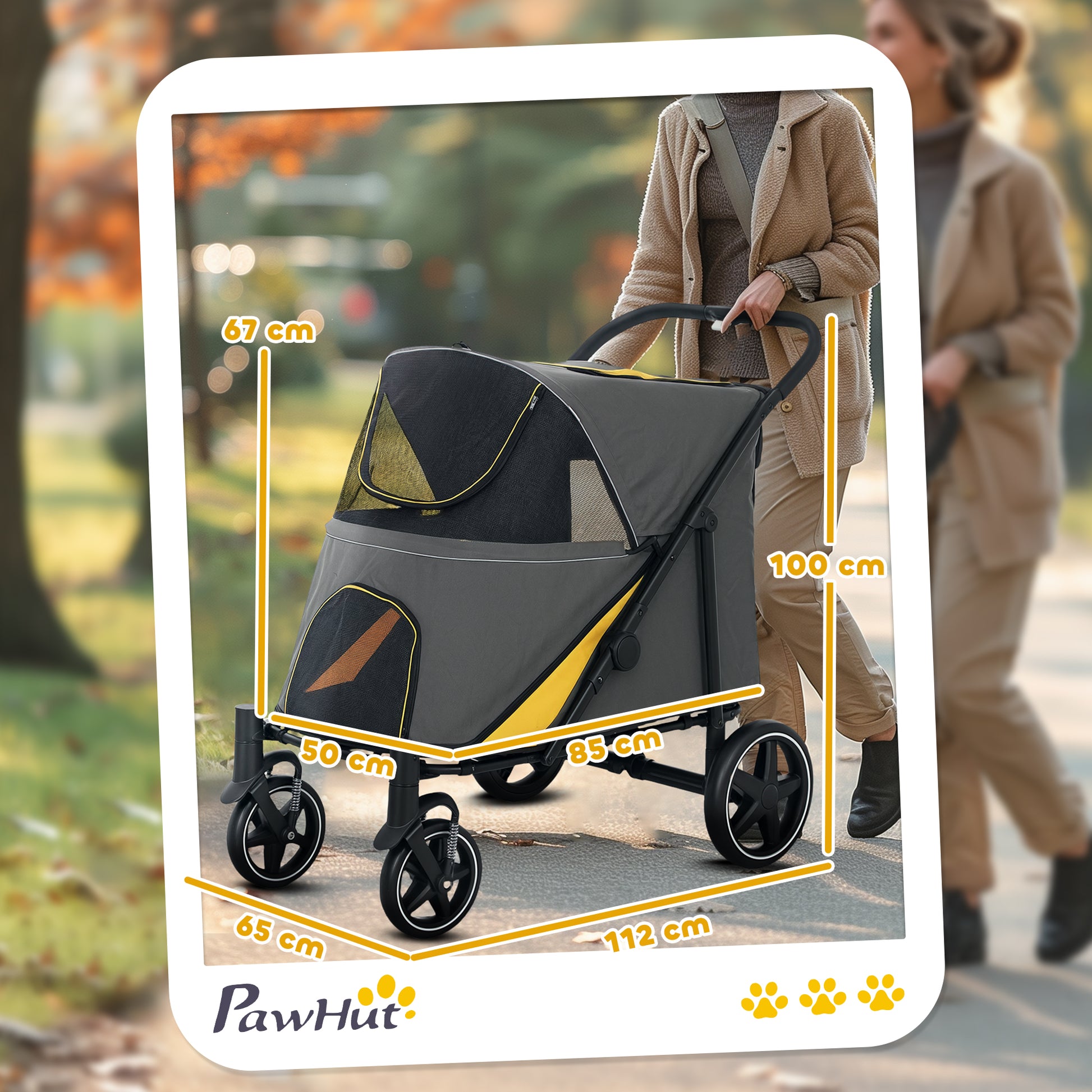 Pet Stroller W Universal Front Wheels Shock Absorber One Aosom UK