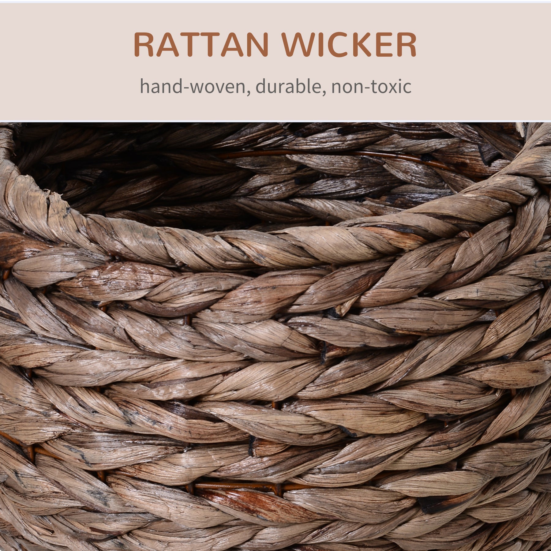 Wicker Cat Bed, Raised Rattan Cat Basket with Cylindrical Base, Soft Washable Cushion, Brown