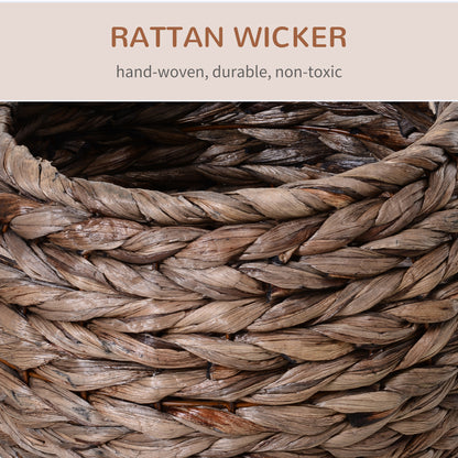 Wicker Cat Bed Raised Rattan Basket With Cylindrical Base Aosom UK