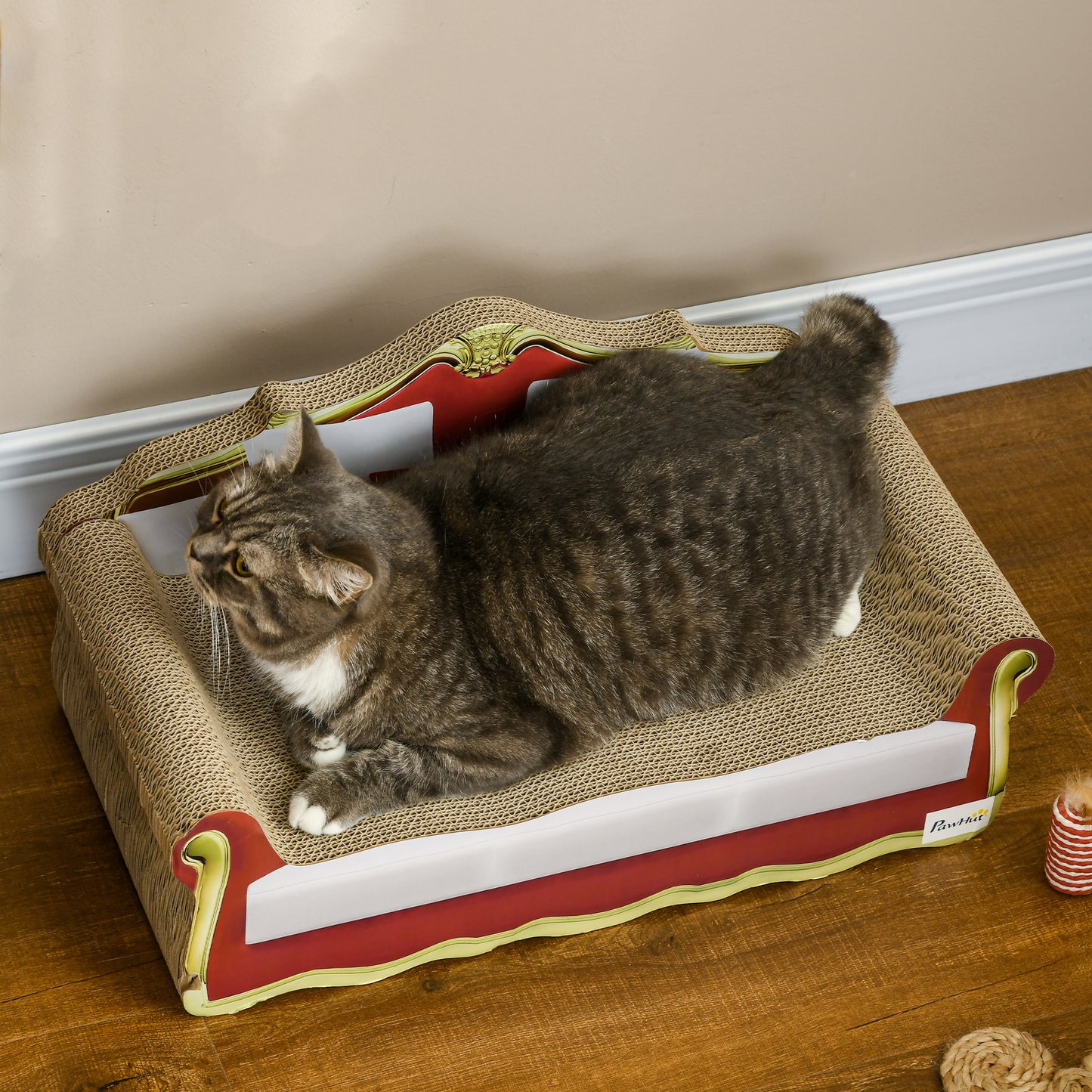 Cat Scratcher Lounge Sofa Durable Cardboard Bed With Catnip Aosom UK