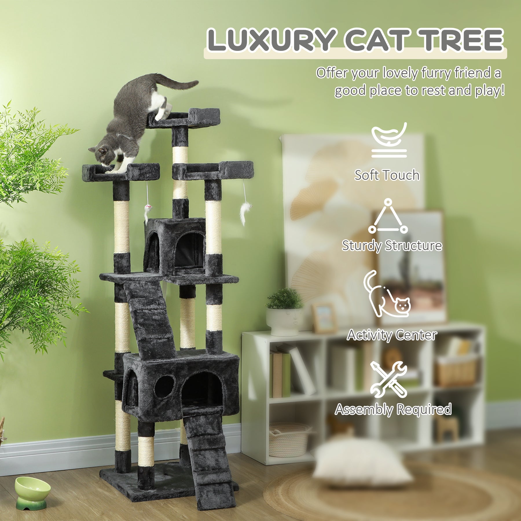 Cat Tree for Indoor Cats Kitten Kitty Scratching Scratcher Post Climbing Tower Activity Centre House Grey