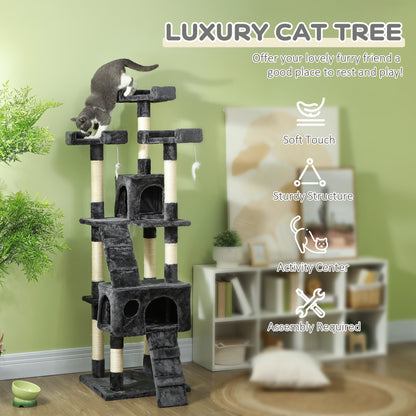 PawHut Tall Cat Tree with 2 Houses, 3 Perches & Scratching Posts Cat Tree PawHut