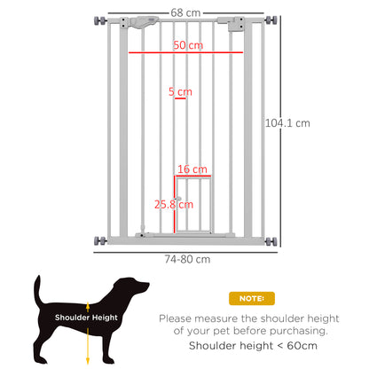 PawHut Extra Tall Pet Gate – Indoor Dog Safety Gate with Cat Flap Extra Tall Pet Gate PawHut