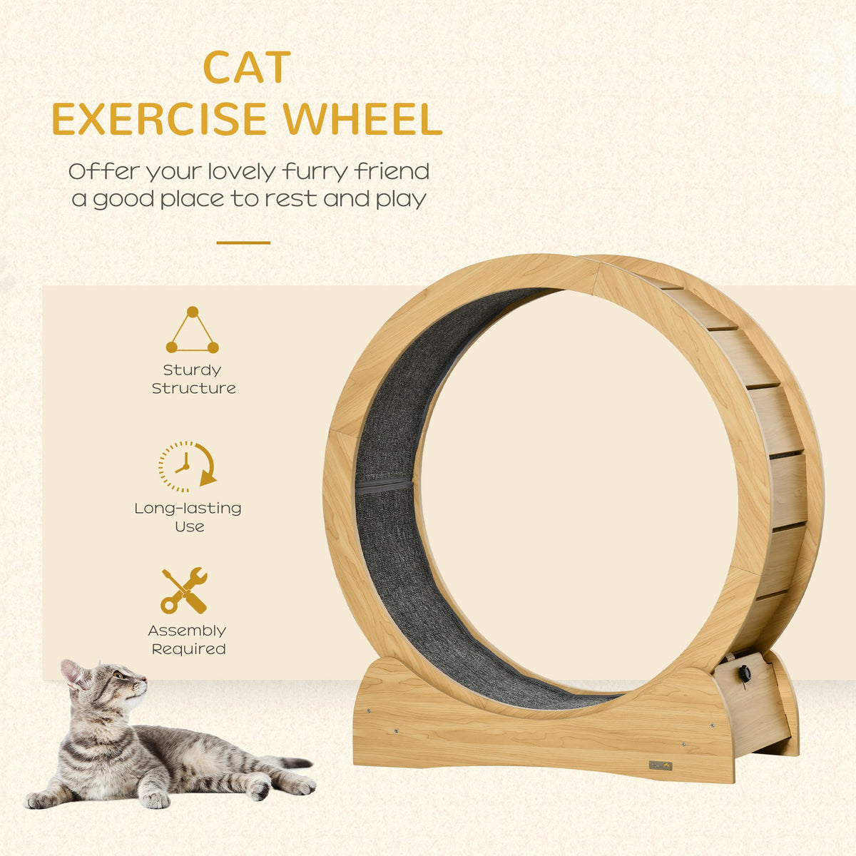PawHut Cat Exercise Wheel with Carpeted Running Track – 76cm Cat Exercise Wheels PawHut