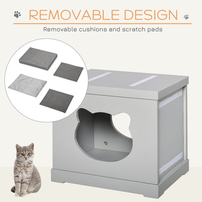 Cat House Bed Kitten Cave Cube Indoor For Small Pet Aosom UK