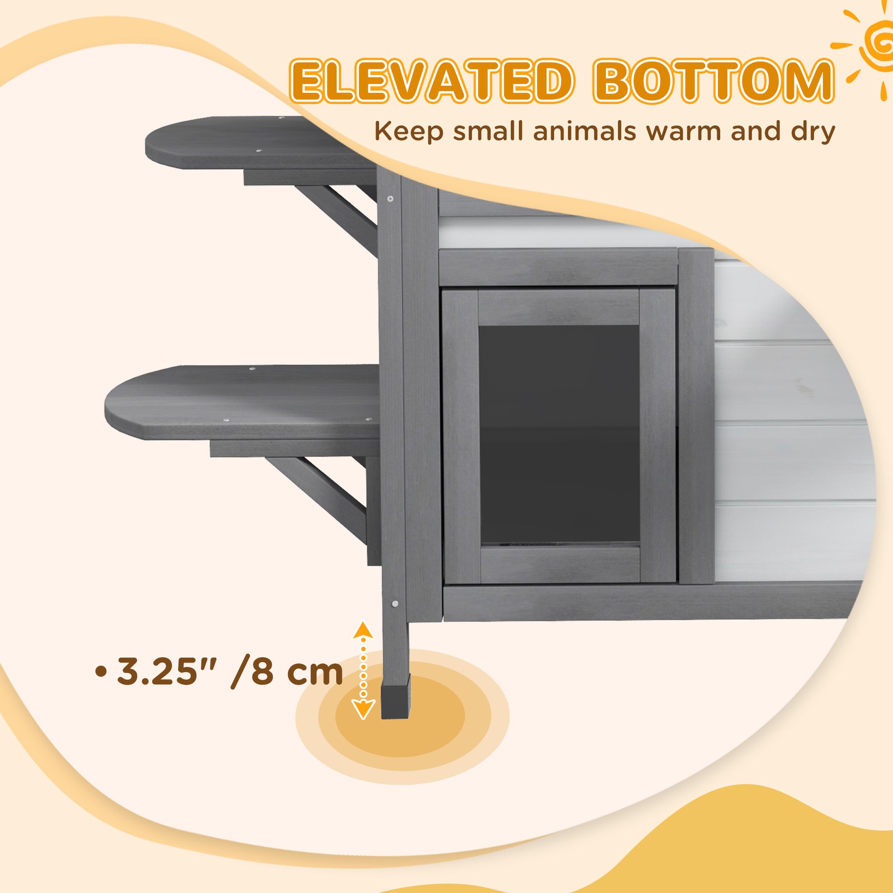 2-Storey Indoor or Outdoor Wooden Cat Enclosure Kitty Shelter with Escape Door, Openable Weatherproof & Waterproof Roof, White