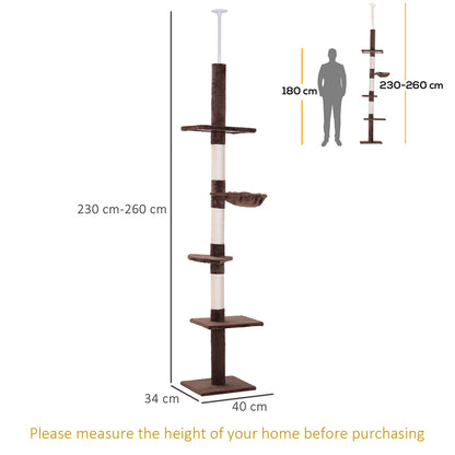 Cat Climbing Tree 5 Tier Floor To Ceiling Adjustable