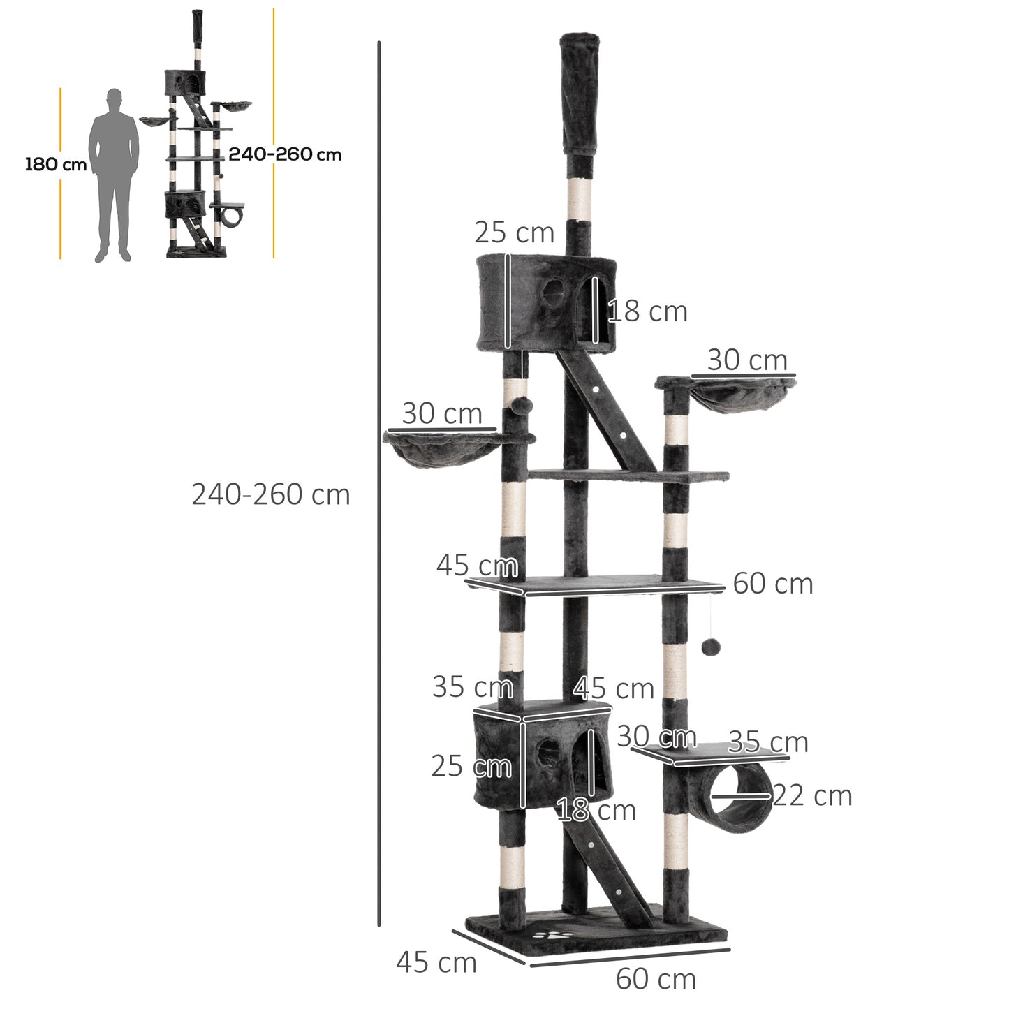 Cat Tower Floor To Ceiling Indoor Tree Adjustable Post