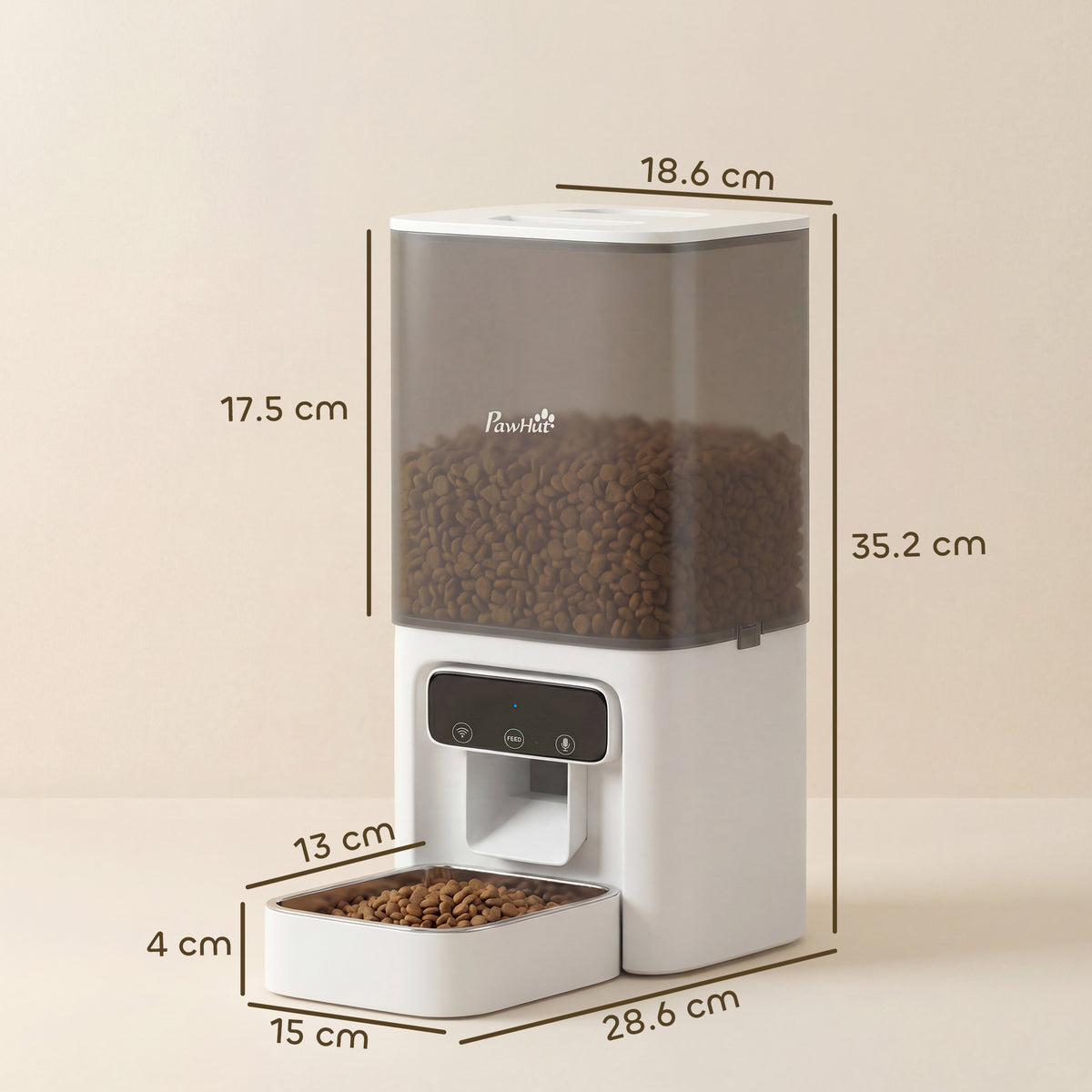 PawHut Automatic Cat Feeder, 4.5L WiFi Cat Food Dispenser with Timer, Programmable 1-10 Meals, Auto Pet Feeder PawHut