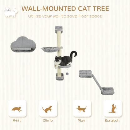 Cat Shelves Fit Up To 5Kg 3 Piece Set With Hammock Jumping Aosom UK