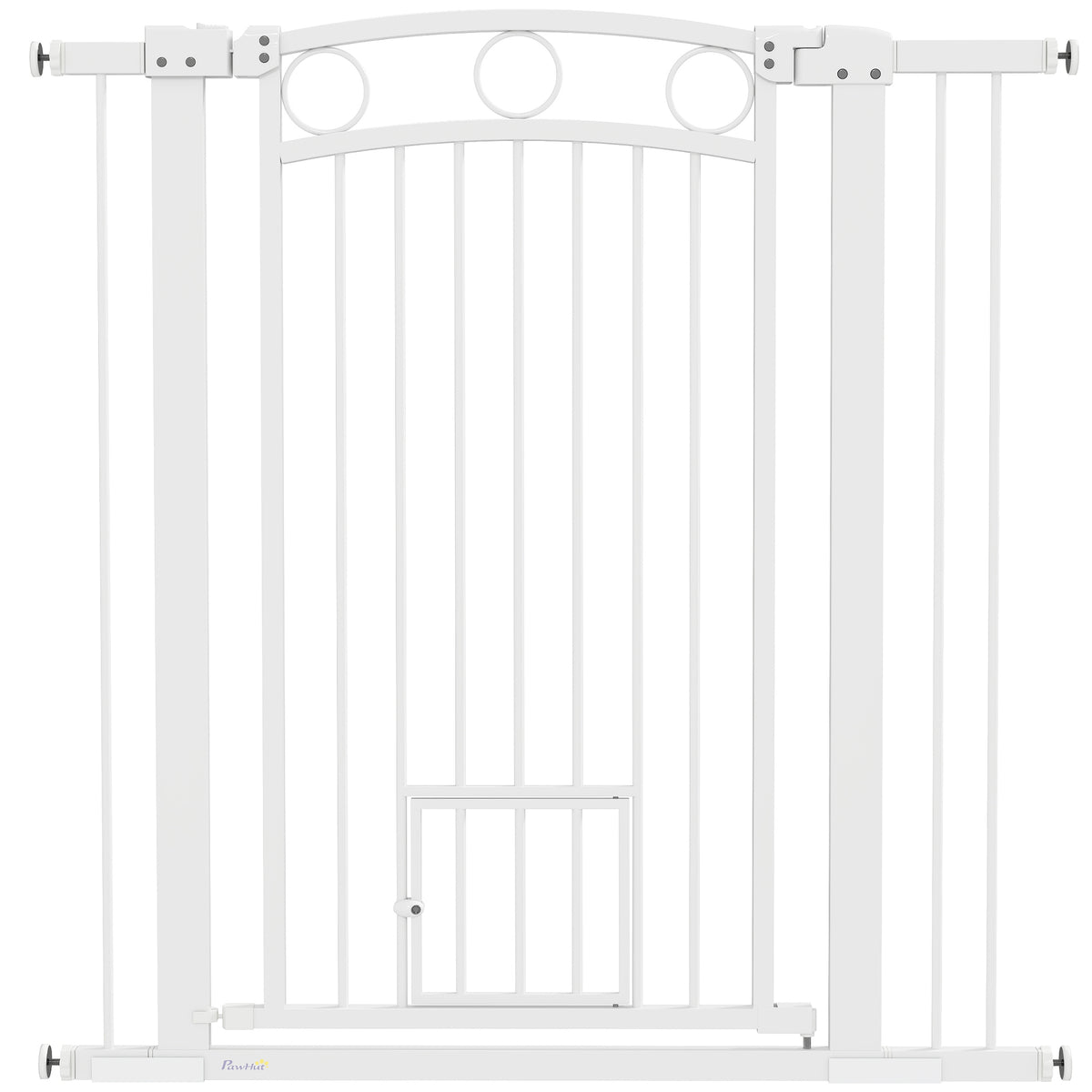 PawHut 106cm Tall Dog Gate with Cat Door, 7cm and 14cm Extensions, for Stairs, Doorways, 76-104cm Width PawHut Default Title