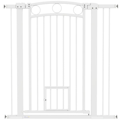 PawHut 106cm Tall Dog Gate with Cat Door, 7cm and 14cm Extensions, for Stairs, Doorways, 76-104cm Width PawHut Default Title