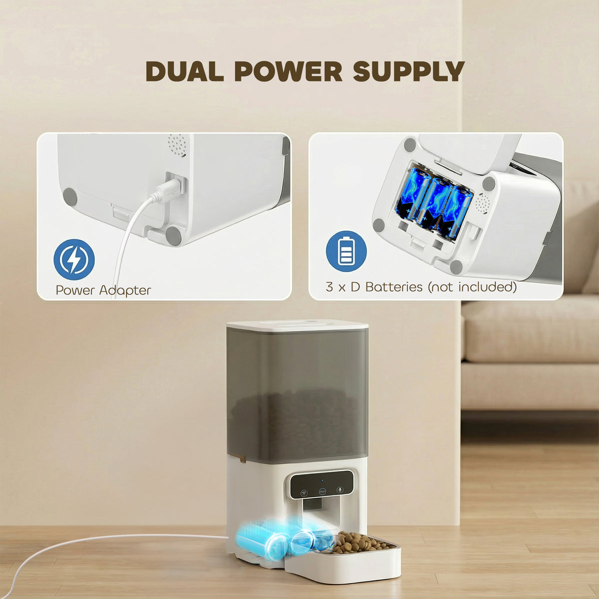 PawHut Automatic Cat Feeder, 4.5L WiFi Cat Food Dispenser with Timer, Programmable 1-10 Meals, Auto Pet Feeder PawHut