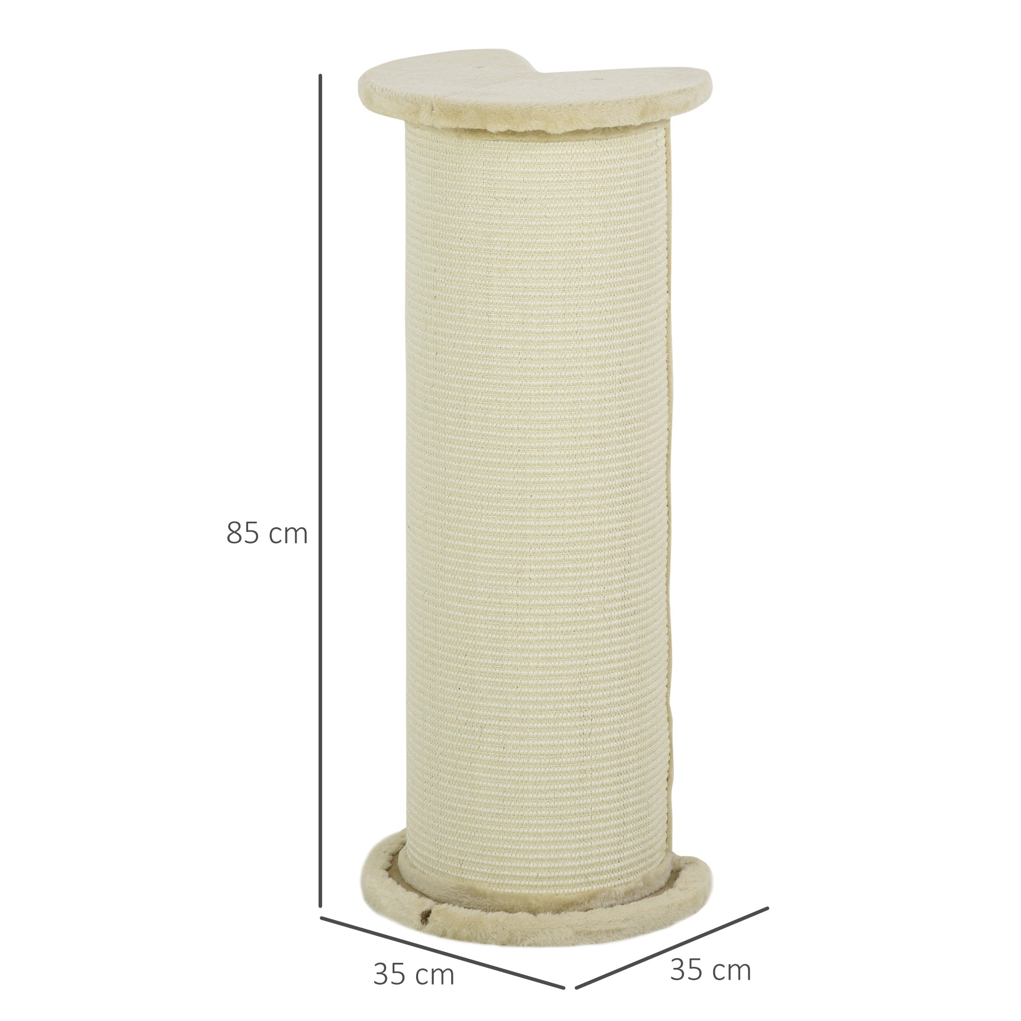 Cat Scratching Post: 85cm Tall with Sisal Rope, Soft Plush Cover, Anti-Tip Design for Indoor Use, Beige