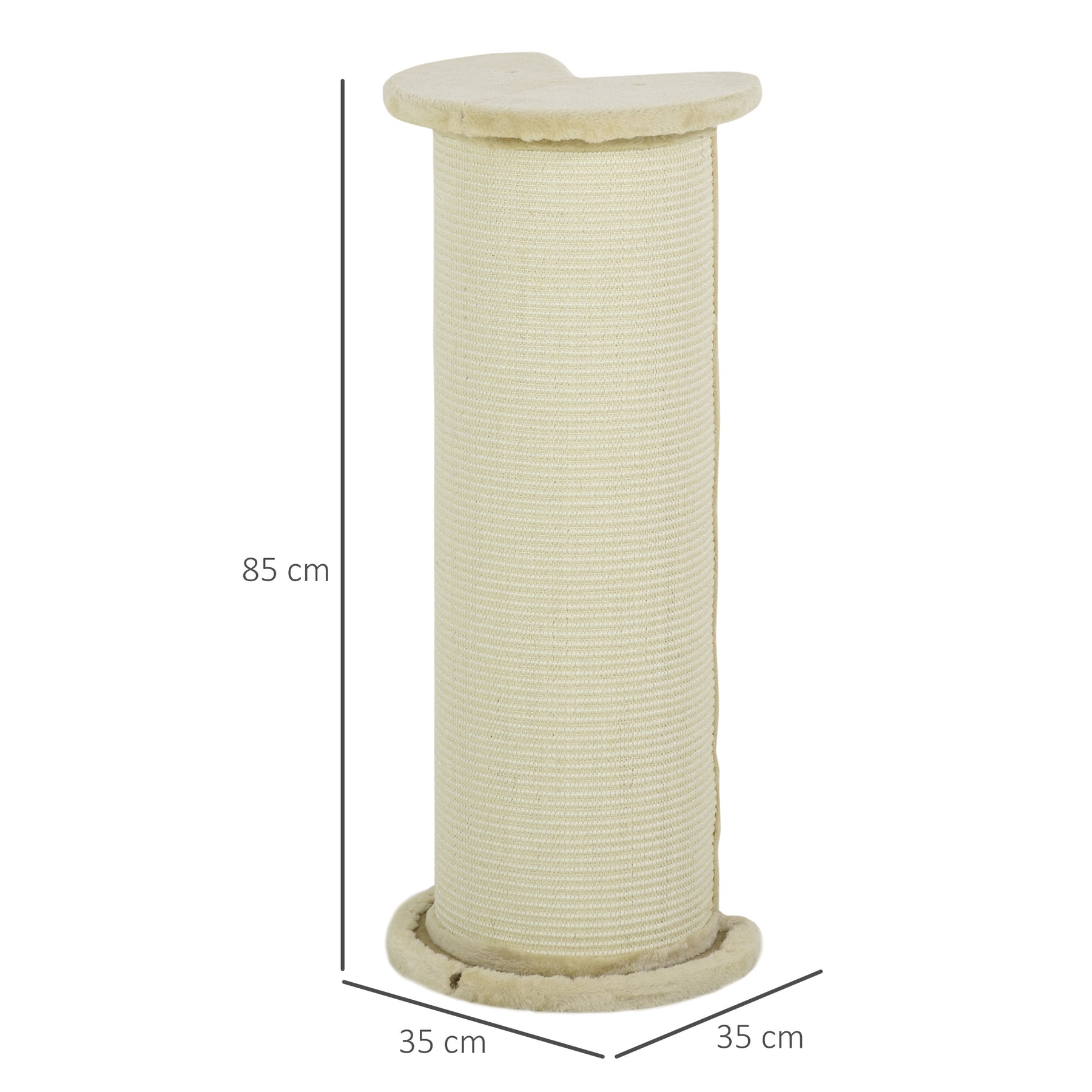 Cat Scratching Post: 85cm Tall with Sisal Rope, Soft Plush Cover, Anti-Tip Design for Indoor Use, Beige