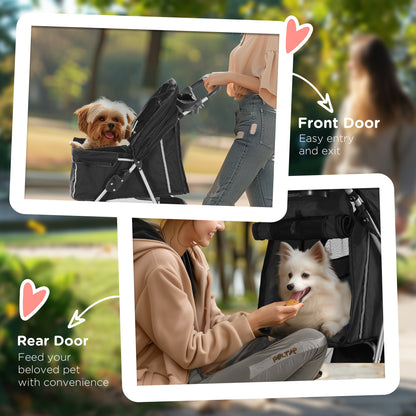 Pet Travel Stroller Cat Dog Pushchair Trolley Puppy Jogger Aosom UK