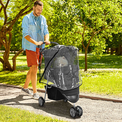 Pet Travel Stroller With Rain Cover 3 Wheels Foldable Cat Aosom UK