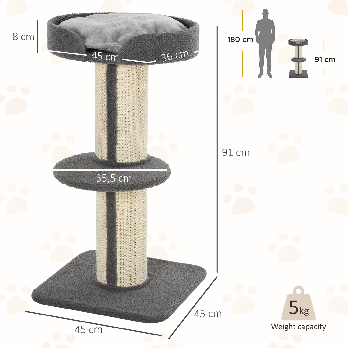 Cat Tree With Sisal Scratching Post Tower Kitten Activity