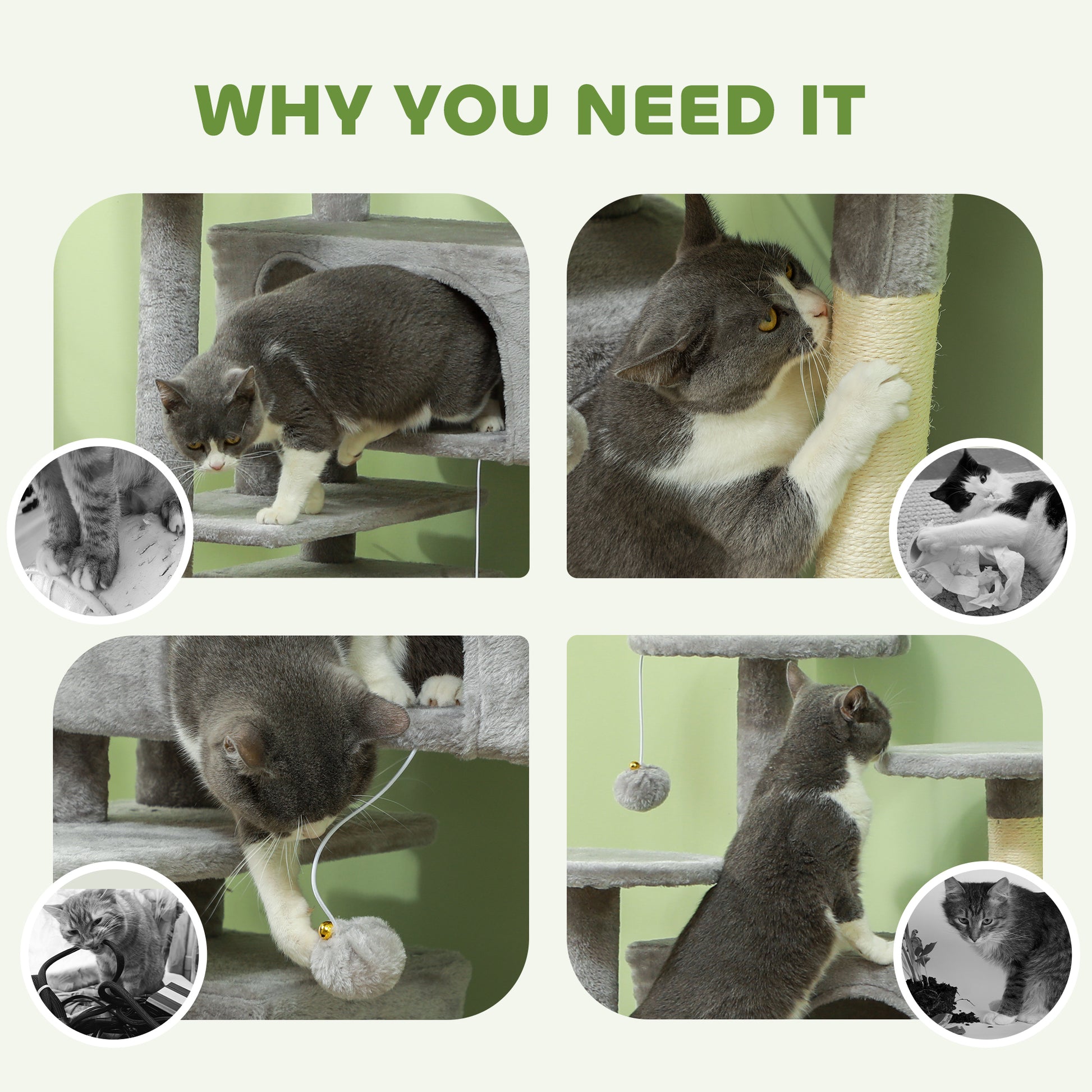 Cat Tree Multi Level Tower With Scratching Posts And Pad Aosom UK