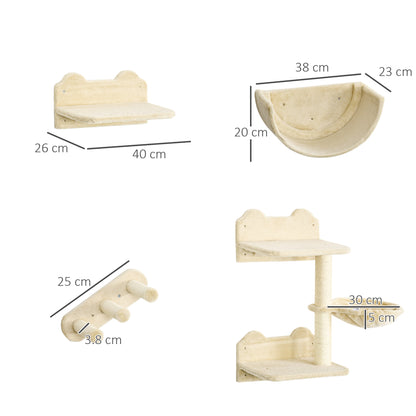 Wall Mounted Cat Shelves Set Climbing Activity Centre Aosom UK