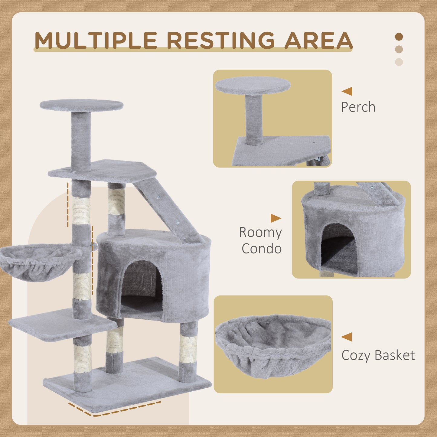 Cat Tree With Scratching Post Kitten Activity Centre Play