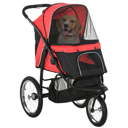 PawHut Foldable Pet Stroller with Three Wheels, for Small, Medium Dogs, Red PawHut Default Title
