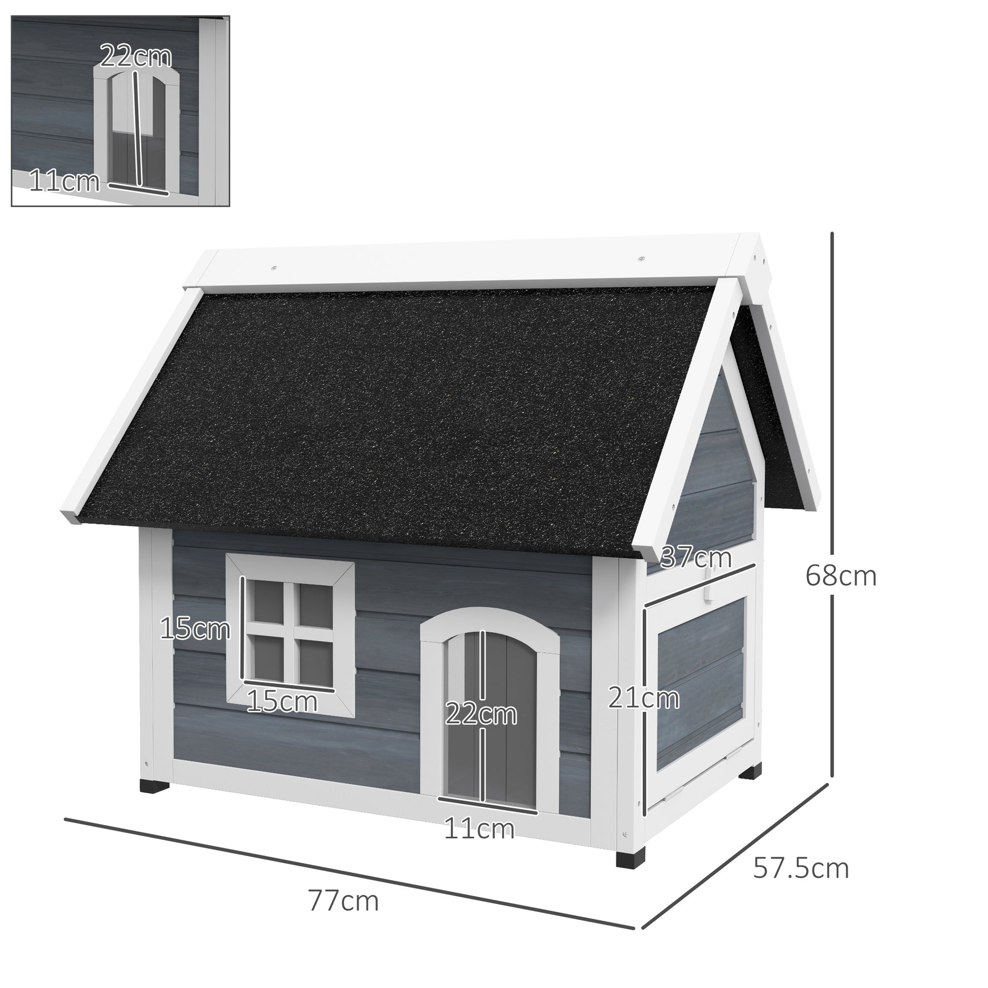 Outdoor Cat House Wooden Feral Shelter Waterproof Hide With Aosom UK