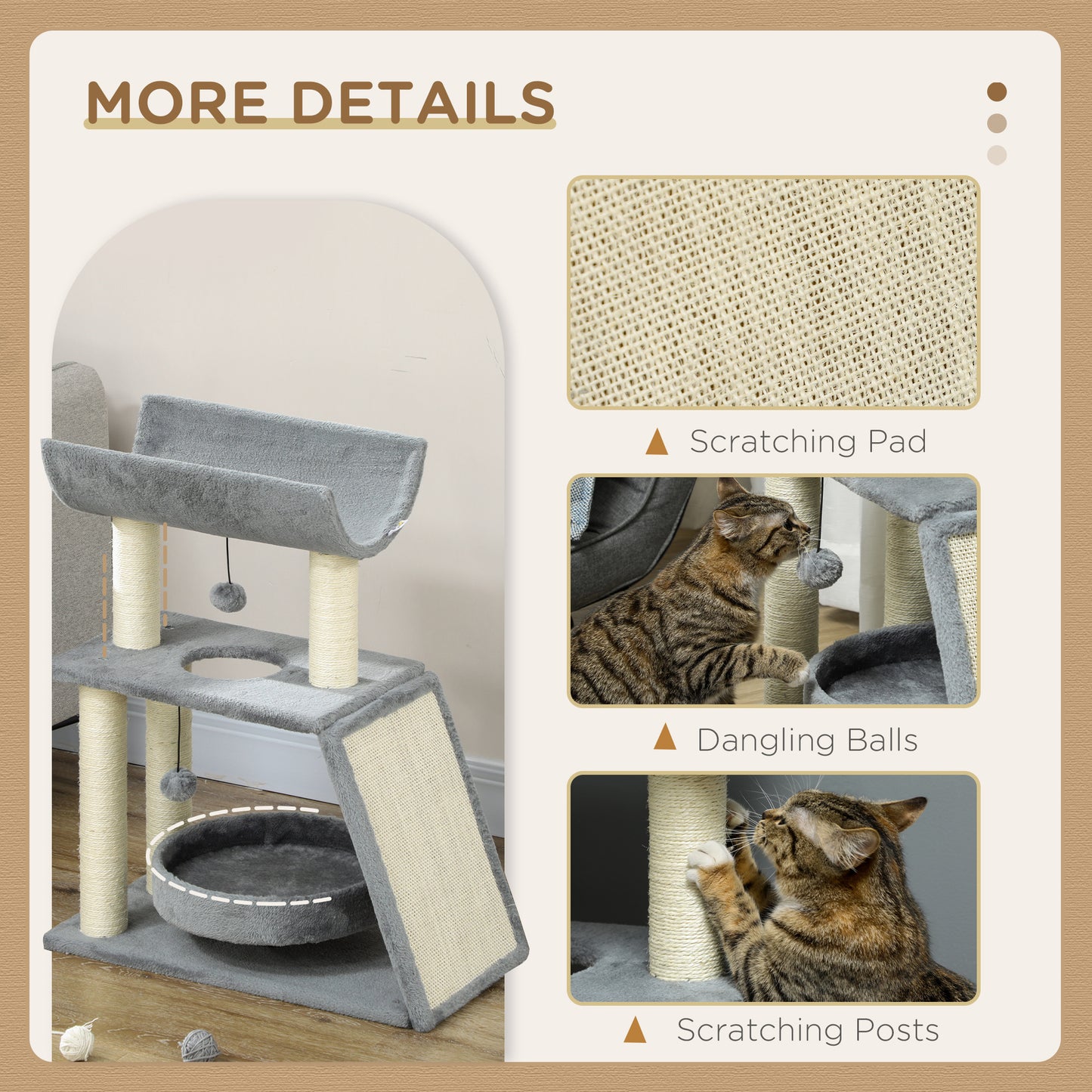Cat Tree Tower Scratching Posts Cosy Bed Perch Interactive Aosom UK
