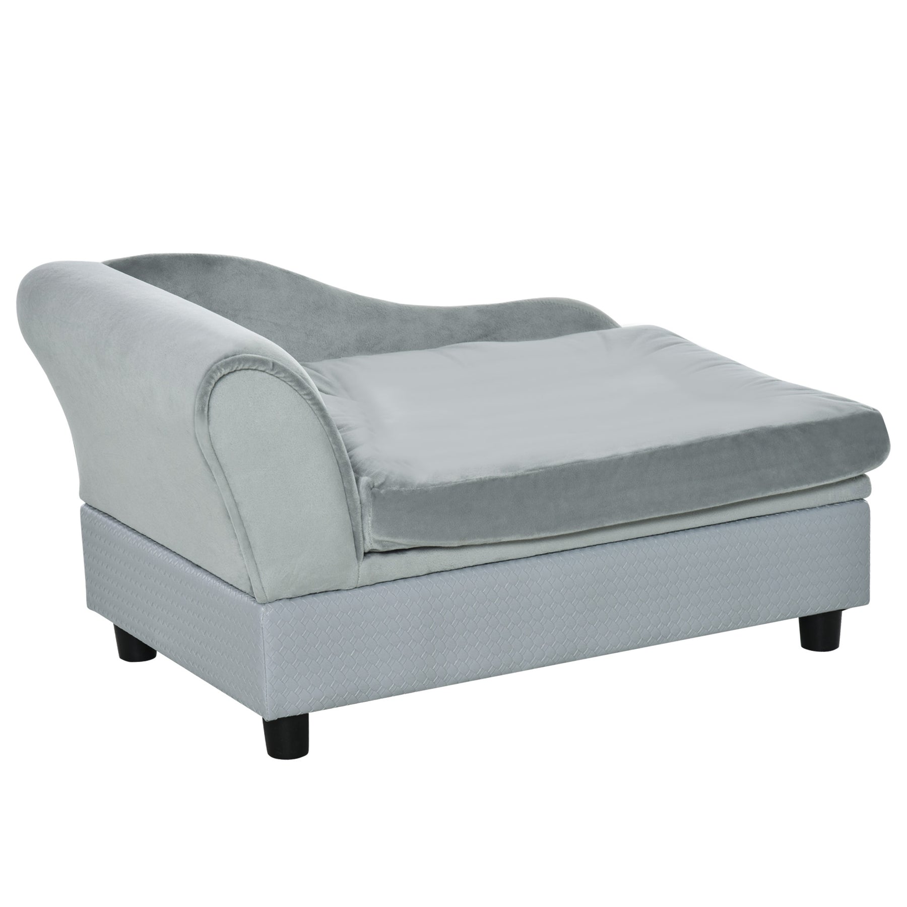 Pet Chair with Storage for Small Dogs, Cat Sofa with Soft Cushion, Light Blue