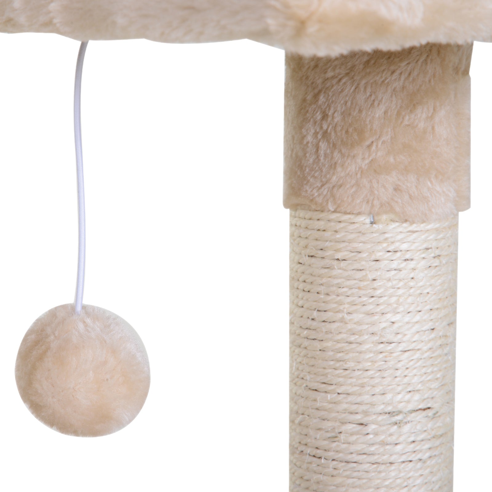 2-Tier Cat Tree with Hammock Bed, Natural Sisal Scratching Post & Dangle Toy, Pet Scratch Stand
