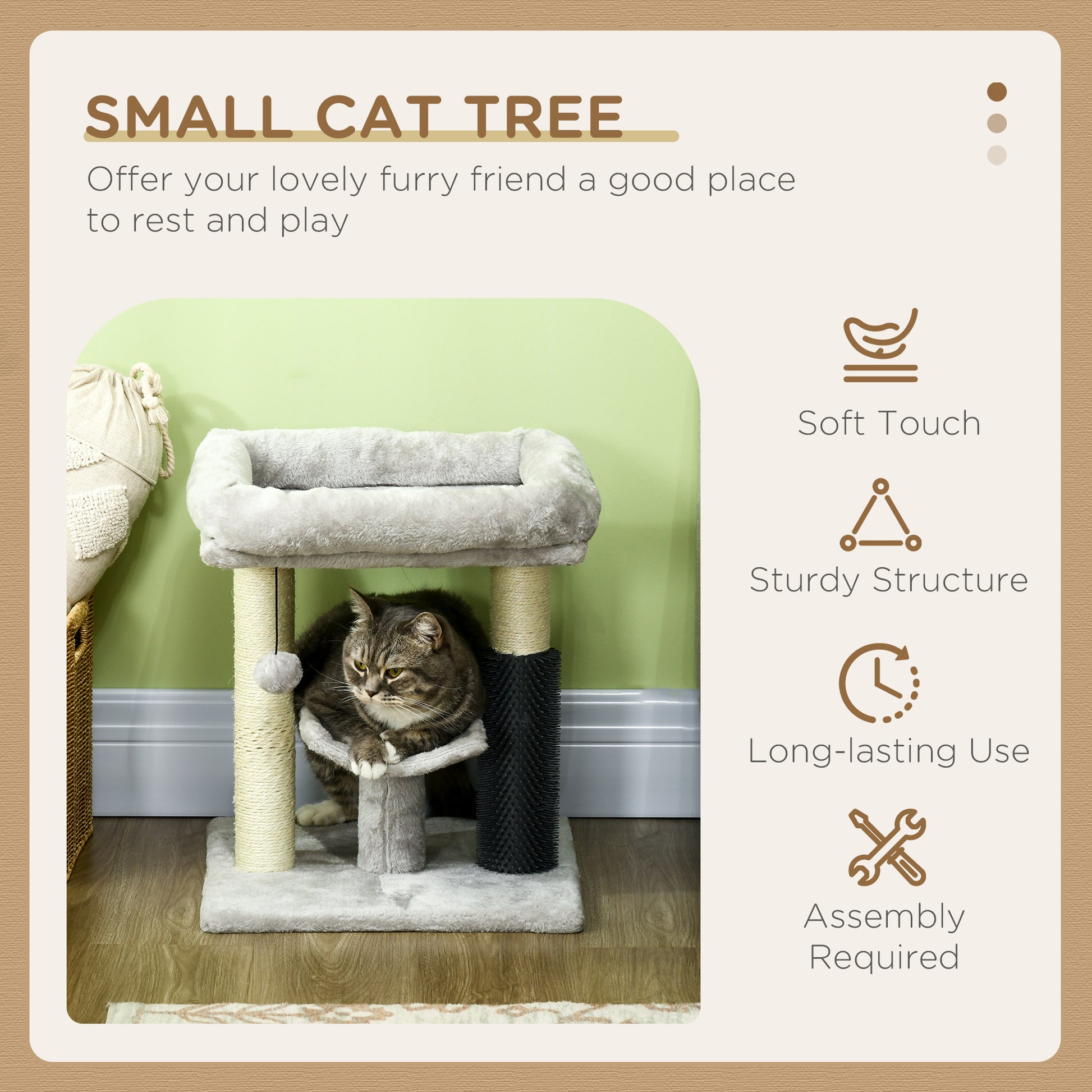 Kitty Climber Cat Tree With Self Groomer Scratching Post Aosom UK