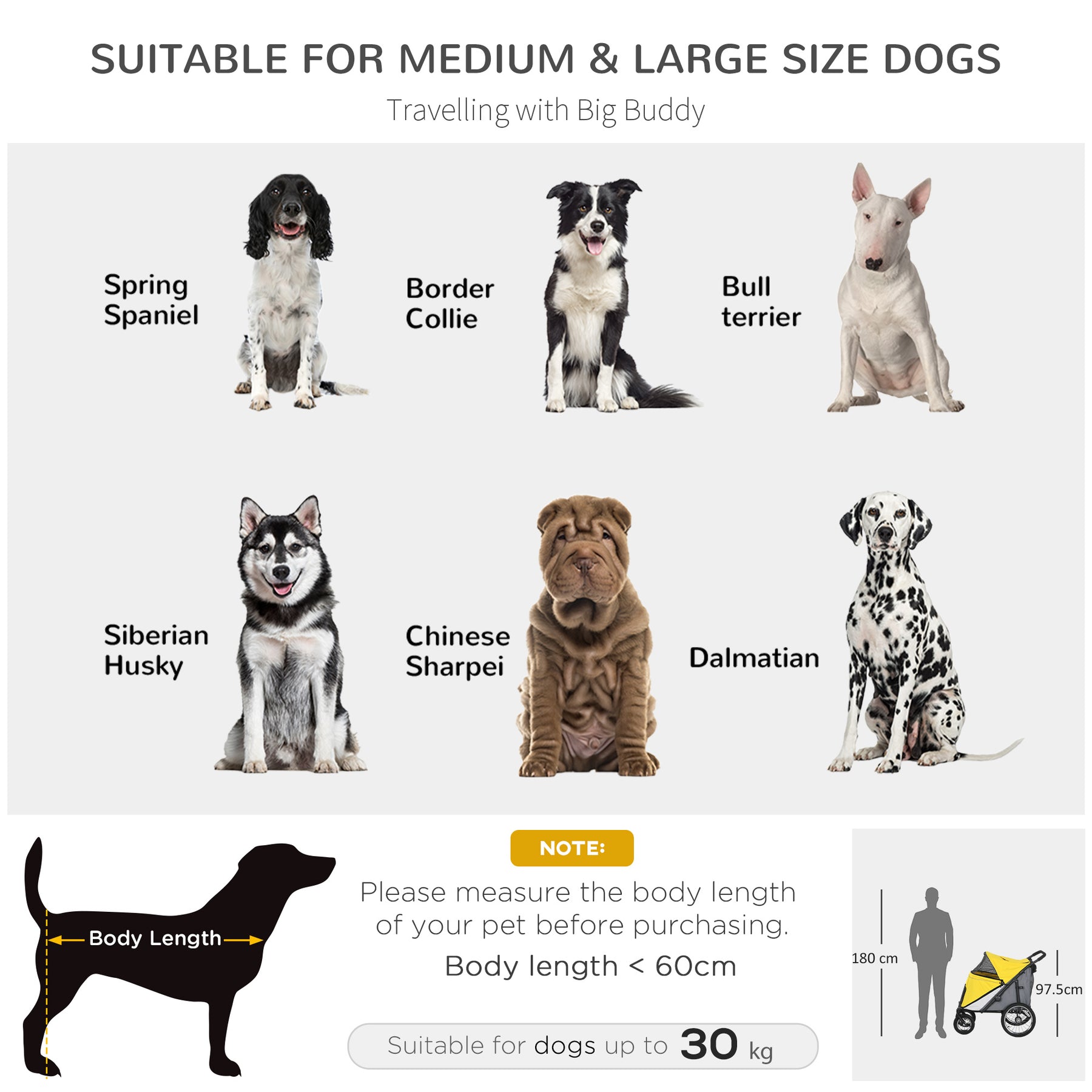 Foldable Pet Stroller with Washable Cushion, Storage Bags, Safety Leash for Medium and Large Dogs Cats Travel, Yellow