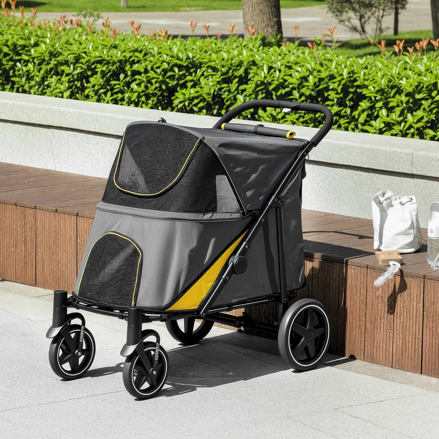 Pet Stroller W Universal Front Wheels Shock Absorber One Aosom UK