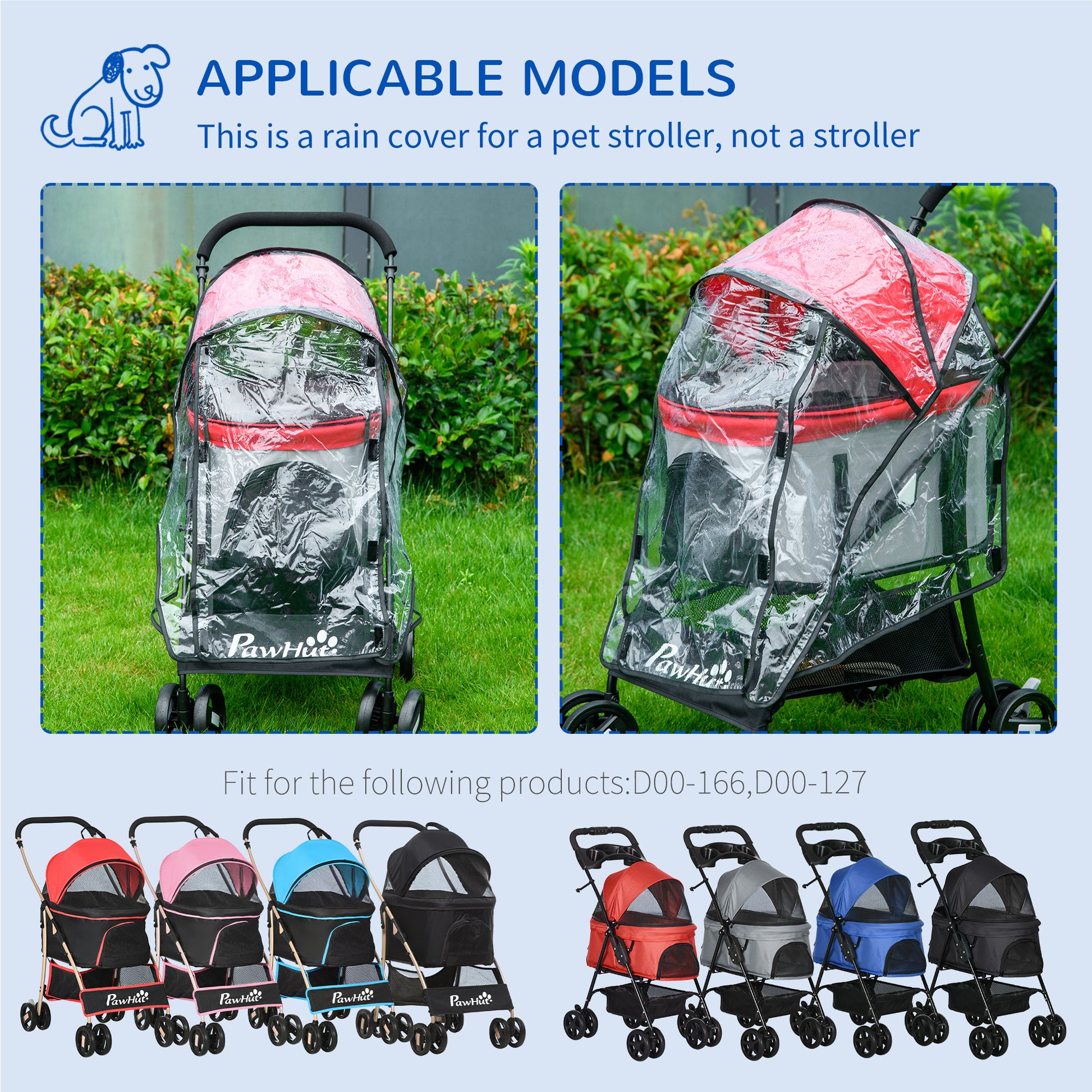 Rain Cover For Dog Pram Protective Pet Stroller Buggy Aosom UK