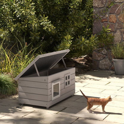Wooden Cat House Outdoor Elevated Shelter Kennel Pet Play Aosom UK