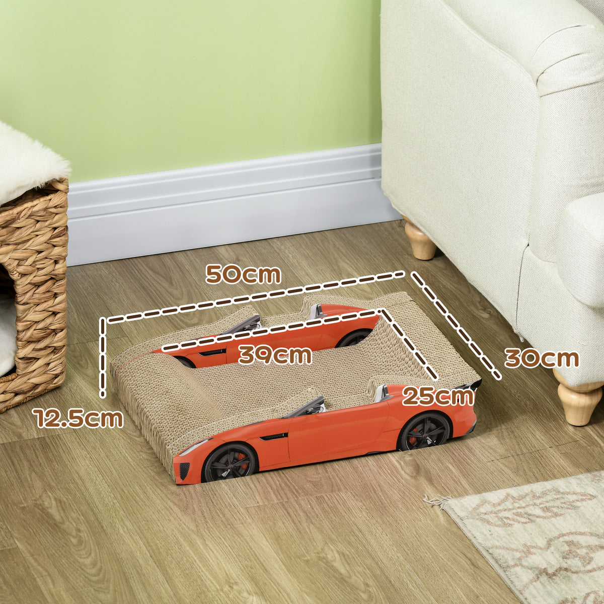 PawHut 2 in 1 Cat Scratching Board with Catnip, Car-shaped PawHut