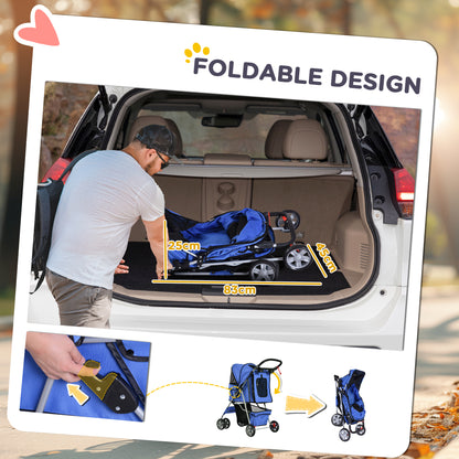 Dog Pushchair For Small Miniature Dogs Cats Foldable Travel Aosom UK
